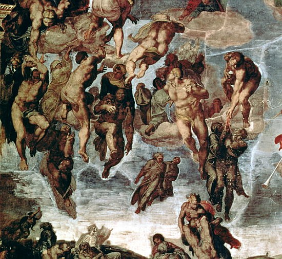 The Righteous Drawn up to Heaven, detail from ''The Last Judgement'', in the Sistine Chapel, c.1508- van Michelangelo (Buonarroti)