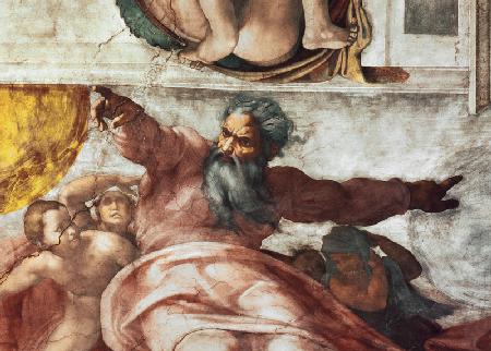 Sistine Chapel Ceiling: Creation of the Sun and Moon, 1508-12 (detail of 183097)
