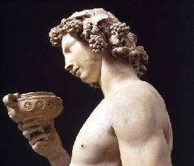 The Drunkenness of Bacchus, detail of his head, sculpture by Michelangelo Buonarroti (1475-1564)