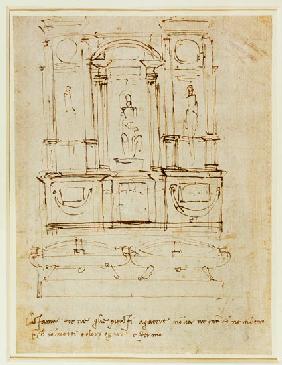 Inv.1859-6-25-543.recto (w.28) Study for the Tomb of Pope Julius II (brown ink)