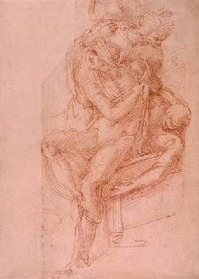 Study of Lazarus and two Attendant Figures (red chalk on paper)