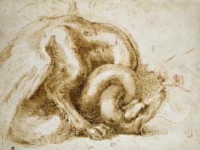 Study of a Winged Monster, c.1525 (red & black chalk on paper)