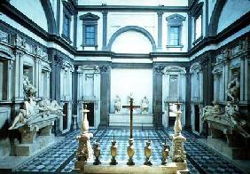 View of the interior designed by Michelangelo Buonarroti (1475-1564) showing the Medici tombs of Lor