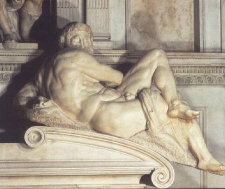 Tomb of Giuliano de' Medici, detail of Day van Michelangelo (Buonarroti)