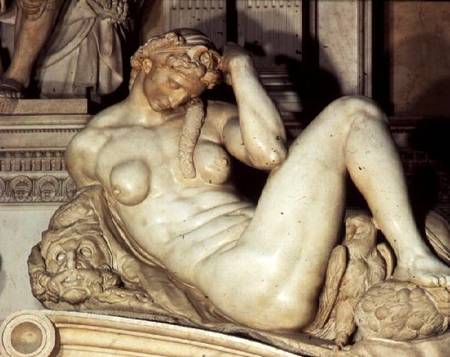 Tomb of Giuliano de' Medici, detail of Night van Michelangelo (Buonarroti)