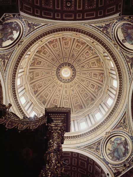 View of the interior of the dome, begun Michelangelo in 1546 and completedDomenico Fontana (1543-160 van Michelangelo (Buonarroti)