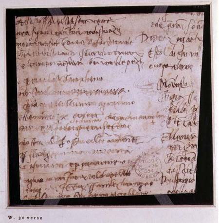 W.30v Fragment of a page of written notes van Michelangelo (Buonarroti)