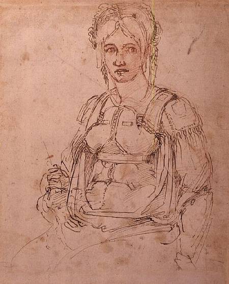 W.41 Sketch of a seated woman van Michelangelo (Buonarroti)