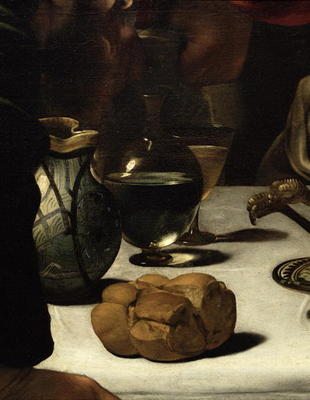 The Supper at Emmaus, 1601 (oil and tempera on canvas) (detail of 928) van Michelangelo Caravaggio