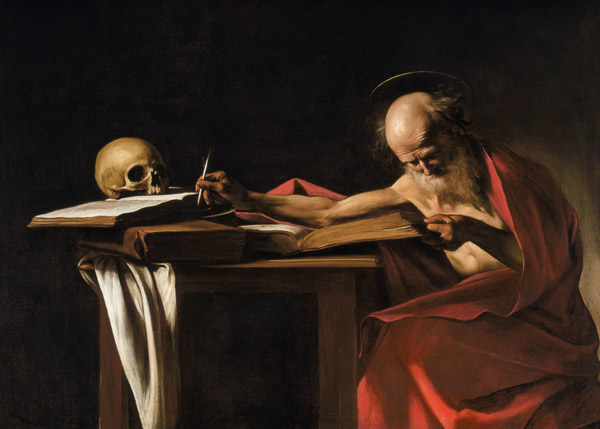 De schrijvende Hieronymus van Michelangelo Caravaggio