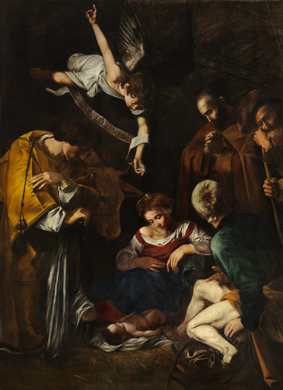 Nativity with St. Francis and St. Lawrence van Michelangelo Caravaggio
