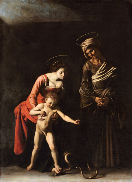 Madonna and Child with a Serpent van Michelangelo Caravaggio