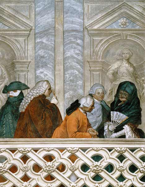 Group of five people with a woman in a black veil van Michelangelo Morlaiter