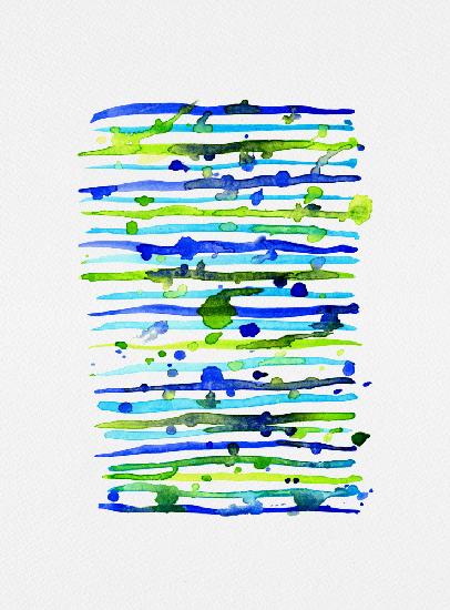 Line Splatter Blue Green Watercolor