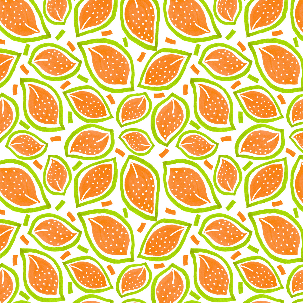 Melon Scattered Leaves Polka Dot van Michele Channell