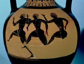 A foot-race, detail from an Attic black-figure amphora, c.520-500 BC (pottery) (for reverse see also