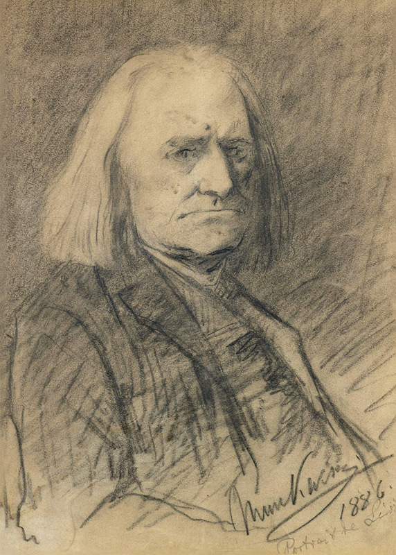 Portrait of Franz Liszt (1811-1886) van Mihály Munkácsy