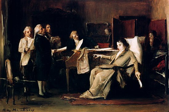 Mozart directing his Requiem on his deathbed van Mihály Munkácsy