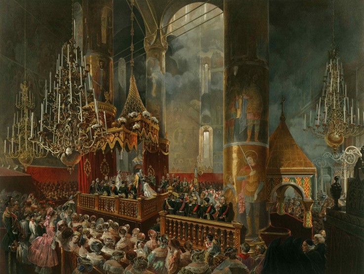 Coronation of Alexander II in the Dormition Cathedral of the Moscow Kremlin on 26 August 1856 van Mihaly von Zichy
