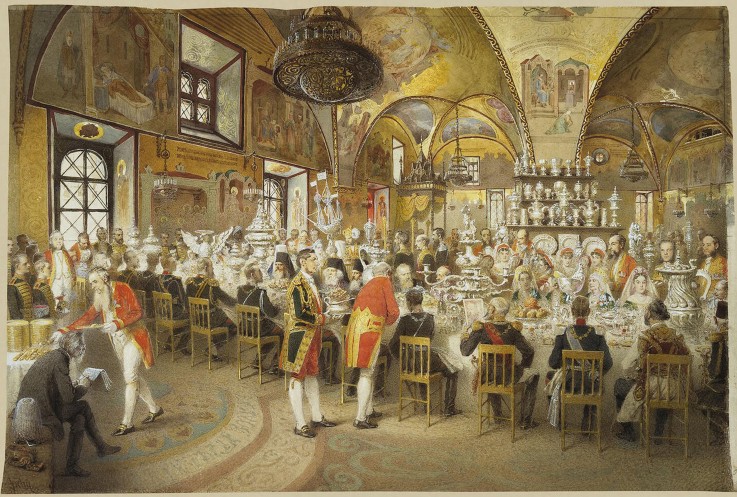 Ceremonial Dinner in the Palace of the Facets in the Moscow Kremlin van Mihaly von Zichy