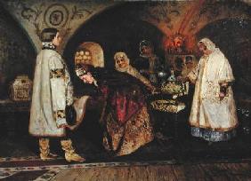 Tsar Alexei Mikhailovich (1629-76) Meeting His Bride, Maria Miloslavasky