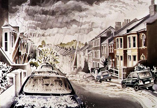 Sudden Downpour in NW5 District, 1998 (w/c on paper)  van Miles  Thistlethwaite