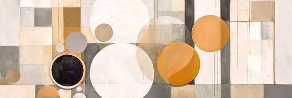Abstrakte Formen mit Kreisen in verschiedenen Pastellfarben, organische Formen, glatte Linien, ruhig van Miro May