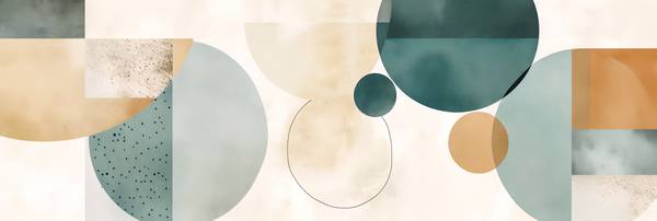 Abstrakte Kreise in verschiedenen Farben, organische Formen, glatte Linien, ruhige Aquarelle, sanfte van Miro May