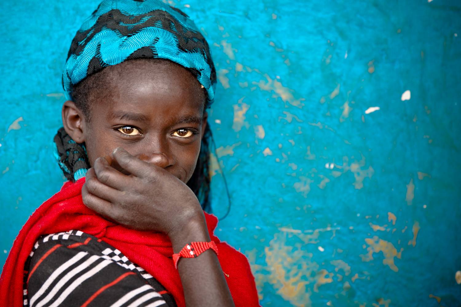 Portrait eines Mädchens in Äthiopien, Afrika. van Miro May