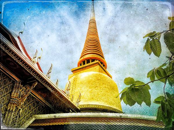 Tempel in Bangkok, Asien, Buddhismus, Retro, Vintage van Miro May