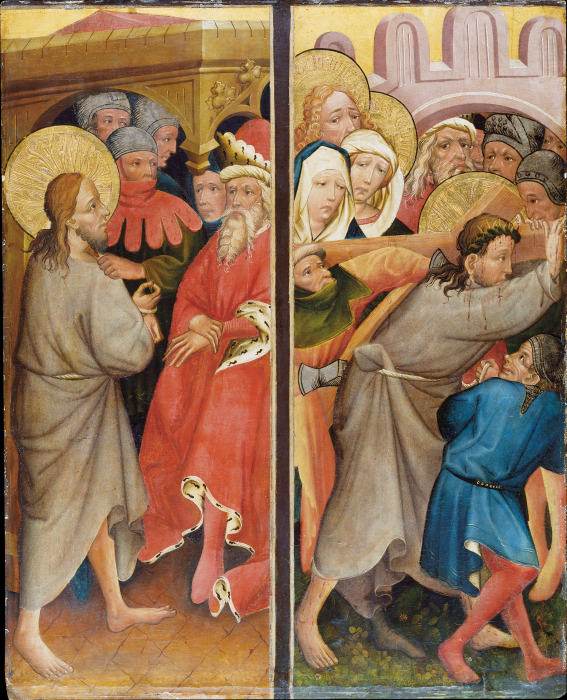 Christ before Pilate, Carrying of the Cross van Mittelrheinischer Meister um 1420
