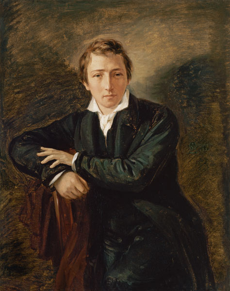 Portrait of Heinrich Heine (1797-1856) van Moritz Daniel Oppenheim