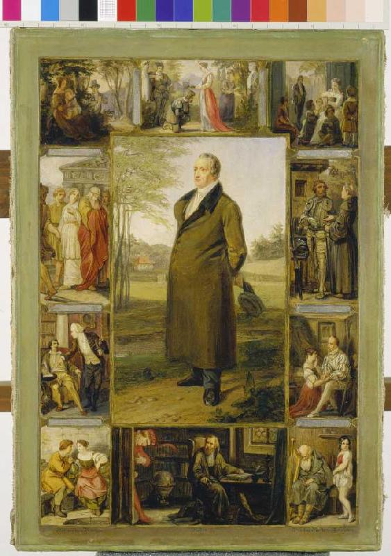Johann Wolfgang von Goethe, umgeben von seinen Werken. van Moritz Daniel Oppenheim