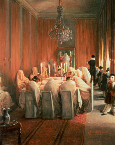The Rothschild Family at Prayer van Moritz Daniel Oppenheim