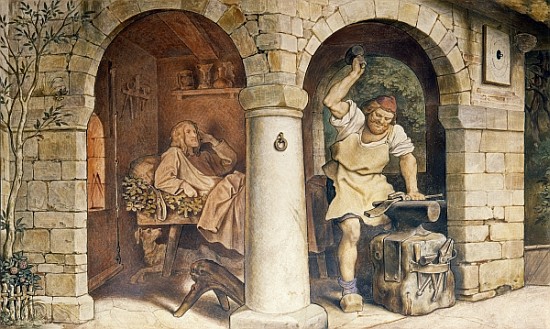 The Blacksmith of Ruhla, c.1854 (detail) (see also 311146) van Moritz von Schwind