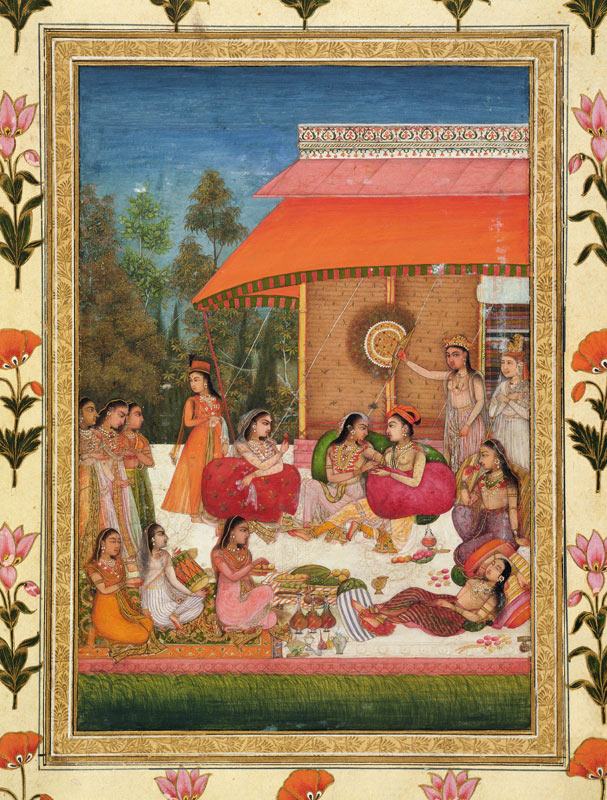 Ladies feasting, from the Small Clive Album van Mughal School