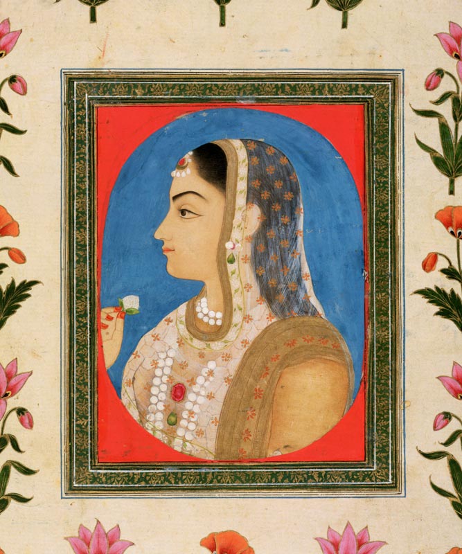Portrait of a noble lady, from the Small Clive Album van Mughal School