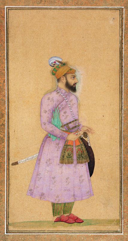 Standing figure of a Mughal prince, from the Small Clive Album van Mughal School