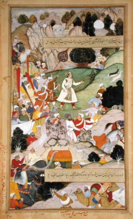 Emperor Akbar's pilgrimage to Ajmir to give thanks for the birth of Prince Mirza Salim in 1569, from van Mughal School