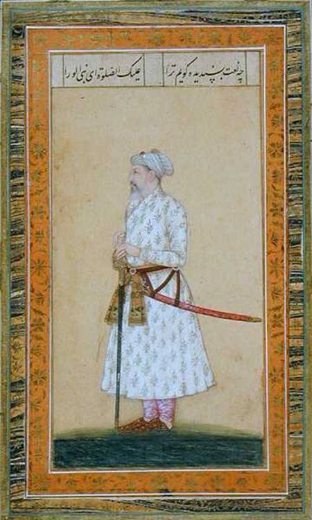 A Prince wearing a sword, from the Small Clive Album van Mughal School