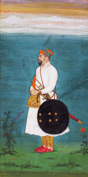 Standing figure of an officer from the Small Clive Album van Mughal School