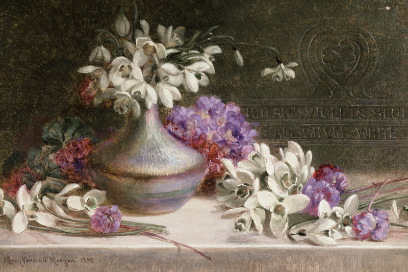 Snowdrops & violets van M.V. Morgan
