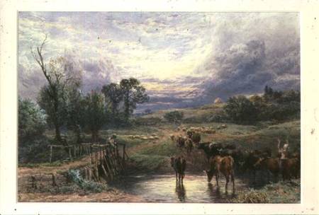 Landscape with Cattle and Bridge van Myles Birket Foster