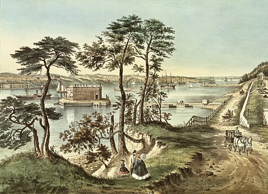 Staten Island and the Narrows from Fort Hamilton van N. Currier