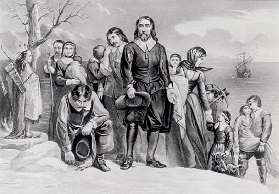 The Landing of the Pilgrims at Plymouth, Mass. Dec. 22nd, 1620, pub. 1876 van N. Currier
