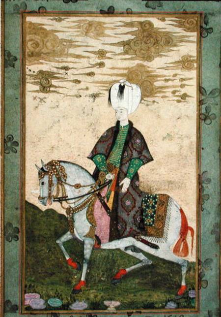 Equestrian portrait of Sultan Osman II (1603-22) van Nakshi
