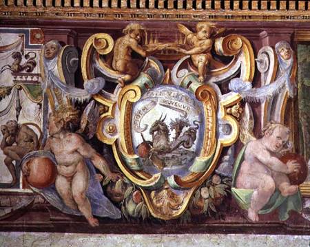 The 'Sala del Granduca di Toscana' (Hall of the Grand Duke of Tuscany) detail of the frieze depictin van Nanni  di B. Bigio  & Bartolomeo Ammannati
