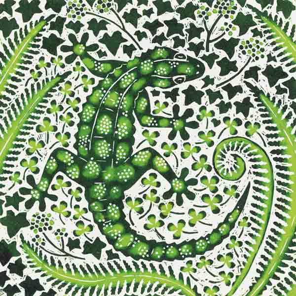 Green Gecko, 2002 (woodcut)  van Nat  Morley