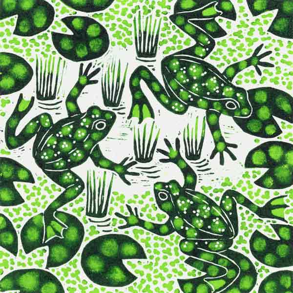 Leaping Frogs, 2003 (woodcut)  van Nat  Morley
