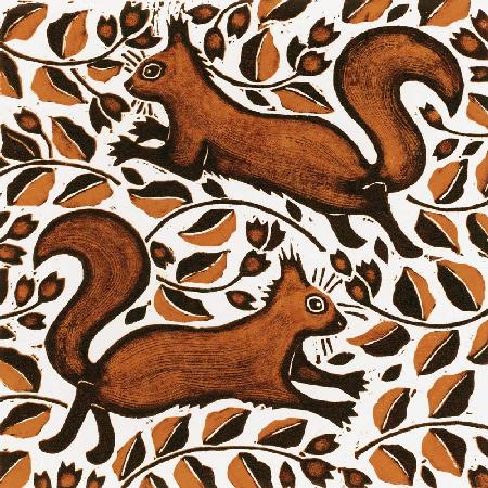 Beechnut Squirrels, 2002 (woodcut) 